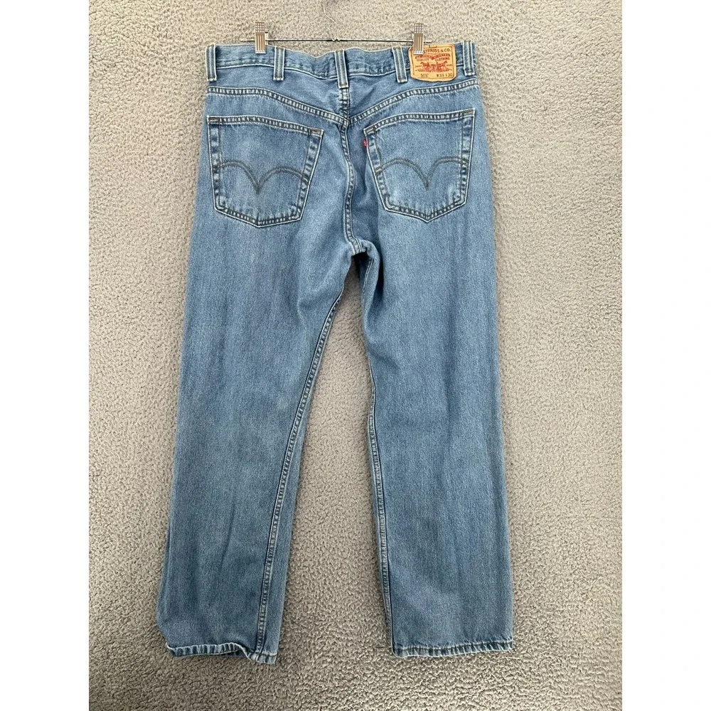 Levis 505 Jeans Mens 38X30 (36x29 Actual) Blue‎ Regular Fit Straight Leg